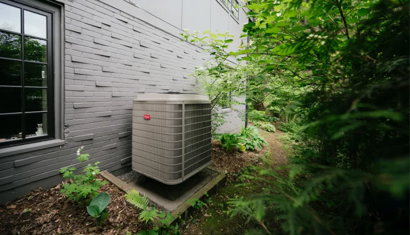 Heat pump installed outside of home